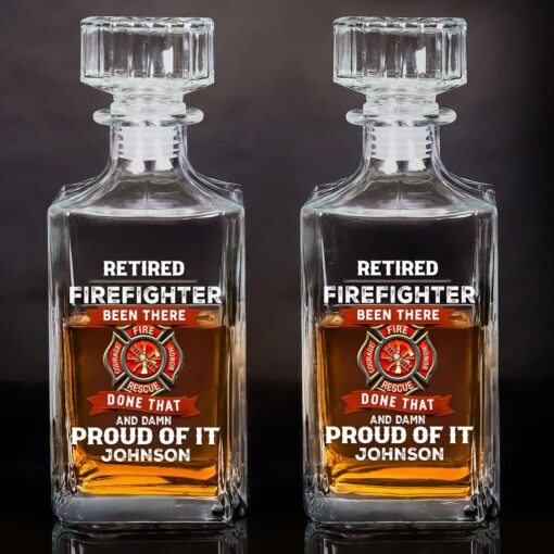 Personalized Firefighter Whiskey Bottle, Gift For Fireman, Retired Firefighter Gift UKHM5060502 - Image 2