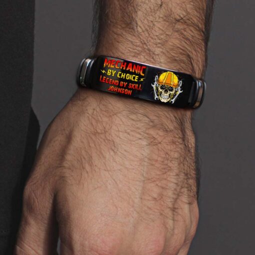 Personalized Mechanic Bracelet, "Mechanic by Choice, Legend by Skill", Silicone Wristband Gift for Men MQND5150503 - Image 2
