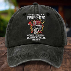 Personalized Firefighter Distressed Washed Cotton Printed Hat MQHH5300504