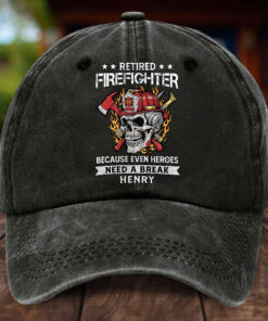 Personalized Firefighter Distressed Washed Cotton Printed Hat MQHH5300504