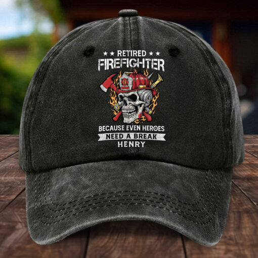 Personalized Firefighter Distressed Washed Cotton Printed Hat MQHH5300504
