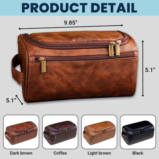 Personalized Dad Leather Toiletry Bag QFHH5050503 - Image 8