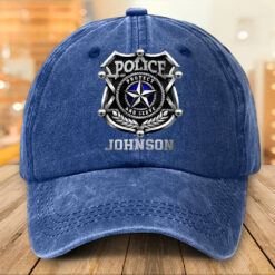 Personalized Police Distressed Washed Cotton Printed Hat MQTZ5190503