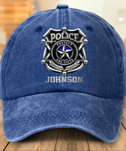 Personalized Police Distressed Washed Cotton Printed Hat MQTZ5190503