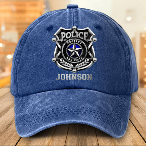 Personalized Police Distressed Washed Cotton Printed Hat MQTZ5190503