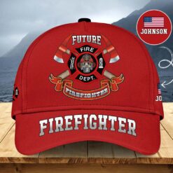 Personalized Future Firefighter Hat, Red Fire Dept Baseball Cap Gift for Firefighter’s Son or Dream Fireman MQND5190502