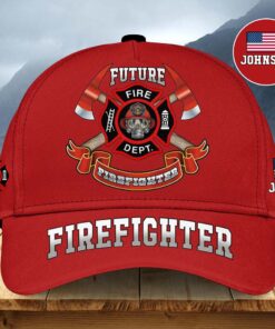 Personalized Future Firefighter Hat, Red Fire Dept Baseball Cap Gift for Firefighter’s Son or Dream Fireman MQND5190502