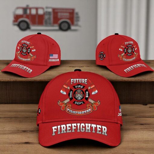 Personalized Future Firefighter Hat, Red Fire Dept Baseball Cap Gift for Firefighter’s Son or Dream Fireman MQND5190502 - Image 2