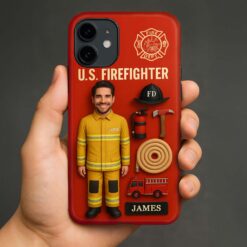 Personalized Photo Face Firefighter Phone Case, Retired Firefighter Gift, Gift For Fireman UKHM5080503