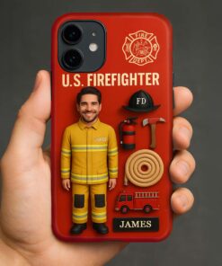 Personalized Photo Face Firefighter Phone Case, Retired Firefighter Gift, Gift For Fireman UKHM5080503