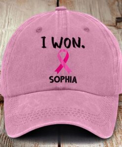Personalized Breast Cancer Awareness Distressed Washed Printed Hat NPHM5080504
