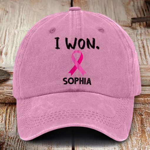 Personalized Breast Cancer Awareness Distressed Washed Printed Hat NPHM5080504