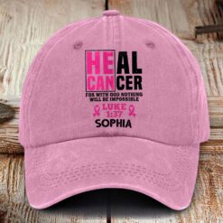 Personalized Breast Cancer Awareness Distressed Washed Printed Hat NPHM5080505