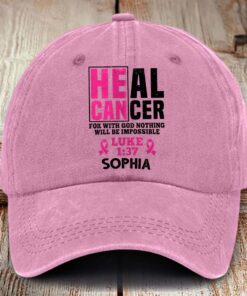 Personalized Breast Cancer Awareness Distressed Washed Printed Hat NPHM5080505