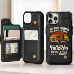 Personalized Truck Driver Leather Flip Wallet Phone Case MQHH5090502
