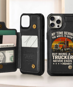 Personalized Truck Driver Leather Flip Wallet Phone Case MQHH5090502