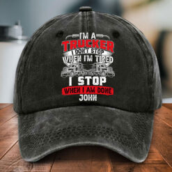 Personalized Truck Driver Distressed Washed Cotton Printed Hat MQPY5090501