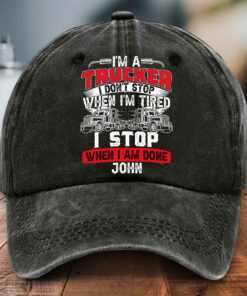 Personalized Truck Driver Distressed Washed Cotton Printed Hat MQPY5090501