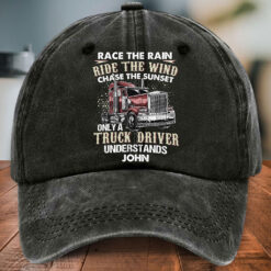 Personalized Truck Driver Distressed Washed Cotton Printed Hat MQPY5090503