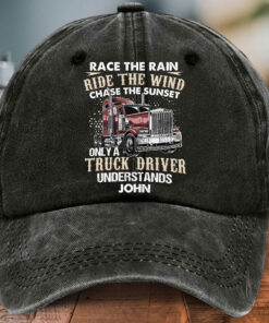 Personalized Truck Driver Distressed Washed Cotton Printed Hat MQPY5090503