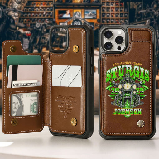 Personalized Motorcycle Leather Flip Wallet Phone Case UKTZ5060503 - Image 2