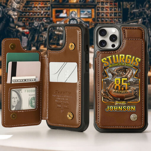 Personalized Motorcycle Leather Flip Wallet Phone Case UKTZ5060504 - Image 2
