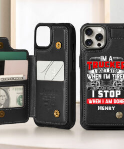 Personalized Truck Driver Leather Flip Wallet Phone Case MQHH5120501