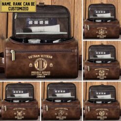 Personalized Veteran Leather Toiletry Bag, Storage Bag QFND5130502