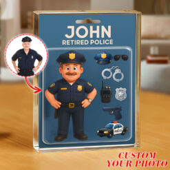 Custom Photo 3D cartoon Police Retirement Card Acrylic Block THPY5140504