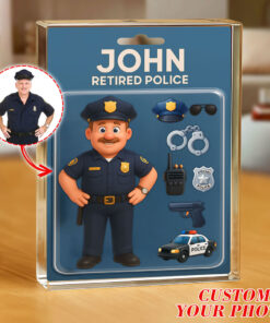 Custom Photo 3D cartoon Police Retirement Card Acrylic Block THPY5140504