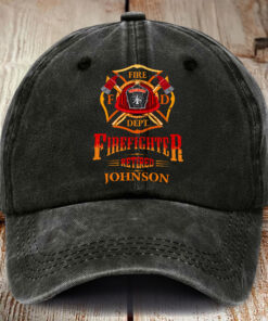 Personalized Firefighter Distressed Washed Cotton Printed Hat MQHM5140504
