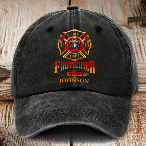 Personalized Firefighter Distressed Washed Cotton Printed Hat MQHM5140504