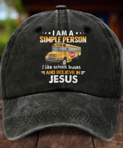 Personalized School Bus Distressed Washed Cotton Printed Hat MQHH5150505