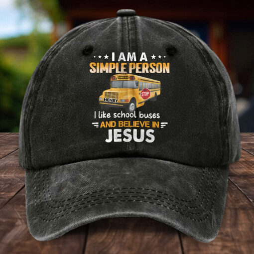 Personalized School Bus Distressed Washed Cotton Printed Hat MQHH5150505