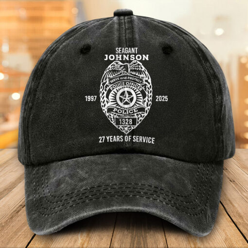 Personalized Police Distressed Washed Cotton Printed Hat MQTO5140502