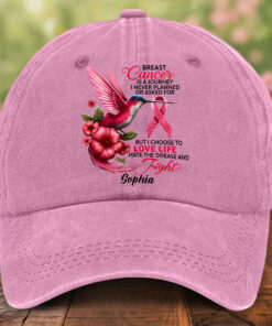 Custom Name Hummingbird Breast Cancer Denim Hat THTO5200501
