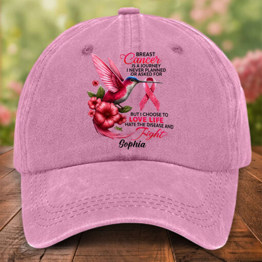 Custom Name Hummingbird Breast Cancer Denim Hat THTO5200501