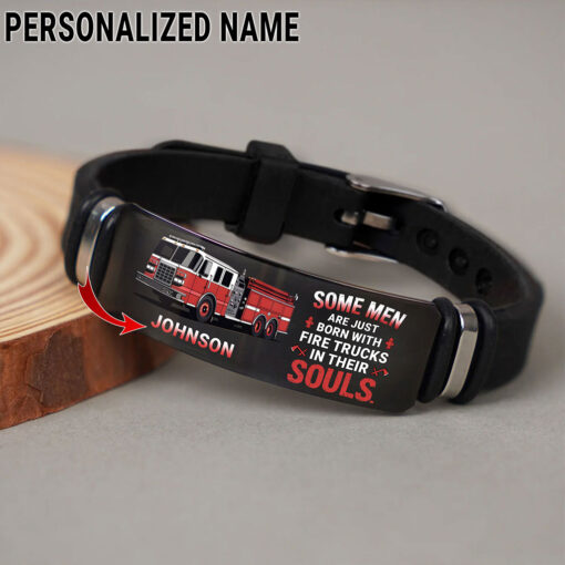 Personalized Firefighter Pride Silicone Bracelet – Some Men Are Just Born With Fire Trucks MQTZ5120504 - Image 2