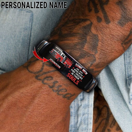 Personalized Firefighter Pride Silicone Bracelet – Some Men Are Just Born With Fire Trucks MQTZ5120504 - Image 3
