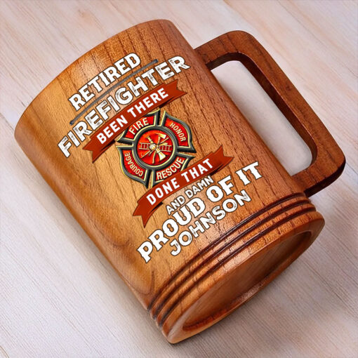 Personalized Firefighter Wooden Mug QFTZ5210507 - Image 2