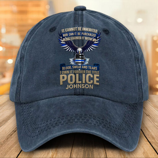 Personalized Police Distressed Washed Cotton Printed Hat MQTO5200503 - Image 2