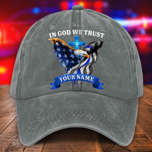 Personalized Police Distressed Washed Cotton Printed Hat MQHA5220501 - Image 3