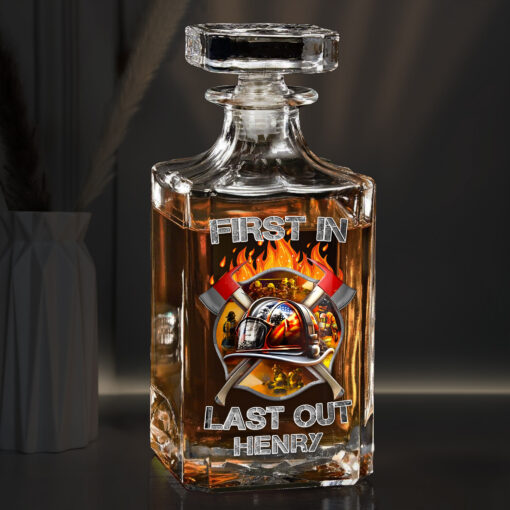 Custom Name Firefighter First In Last Out Whisky Bottle THHH5260501 - Image 2