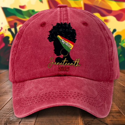 Personalized Juneteenth Distressed Washed Cotton Hat  UKHA5290502 - Image 2