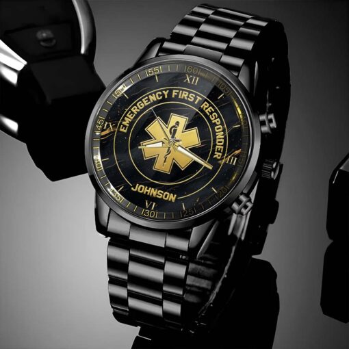 Custom EMS Metal Watch – Personalized Name Wristwatch for Emergency Medical Technicians MQND5240503 - Image 3