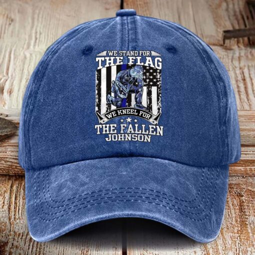 Personalized Police Distressed Washed Cotton Printed Hat MQHM5290502 - Image 2