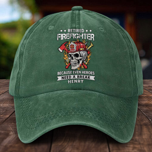 Personalized Firefighter Distressed Washed Cotton Printed Hat MQHH5300504 - Image 2