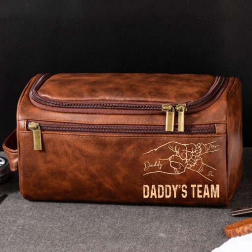 Personalized Dad Leather Toiletry Bag QFHH5050503 - Image 5
