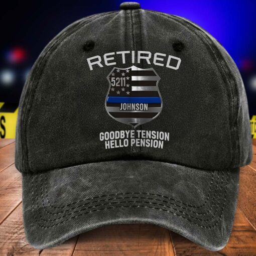 Personalized Police Distressed Washed Cotton Printed Hat MQND5070506 - Image 2
