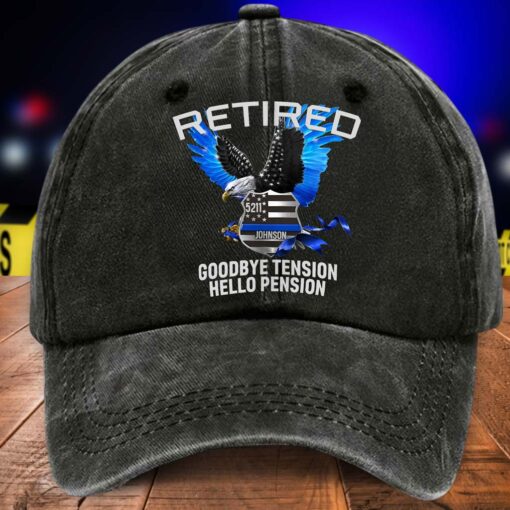 Personalized Police Distressed Washed Cotton Printed Hat MQND5080501 - Image 3